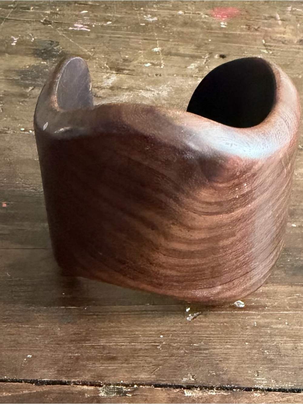 Vintage Uncommon Goods Hand Carved Wood Wide Cuff Bracelet Artisan